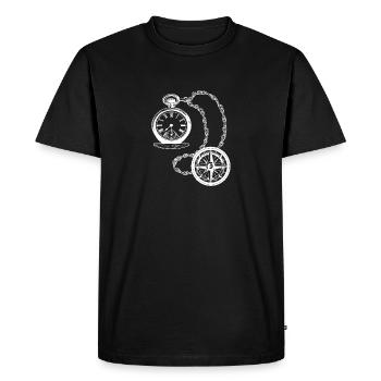 Montre de poche horloge heure boussole direction cadeau vieux - T-shirt Premium bio Homme - noir - Devant - Nico (187cm)