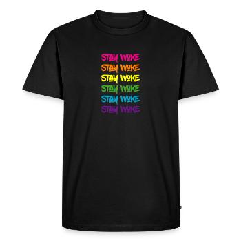 Restez Woke Pride Rainbow - T-shirt Premium bio Homme - noir - Devant - Nico (187cm)