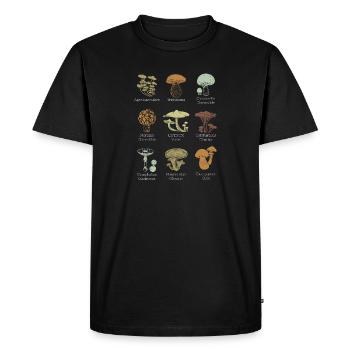 Essbare Pilz Fan Mycology Typen Geschenkdruck - Männer Premium Bio T-Shirt - Schwarz - Vorne - Nico (187cm)