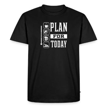 Café pêche bière baise - plan pour la journée, cadeau - T-shirt Premium bio Homme - noir - Devant - Nico (187cm)