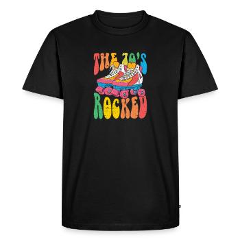 70s Seventies 1970's Vintage - Men's Premium Organic T-Shirt - black - Front - Nico (187cm)