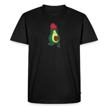 Idée cadeau guacamole coeur amour doux avocat - T-shirt Premium bio Homme - noir - Devant - Nico (187cm)