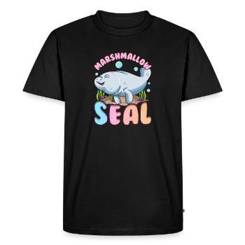 Lamantins mignons et drôles de l'océan de guimauve - T-shirt Premium bio Homme - noir - Devant - Nico (187cm)