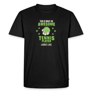 Balle de tennis joueur de tennis cadeau club main - T-shirt Premium bio Homme - noir - Devant - Nico (187cm)