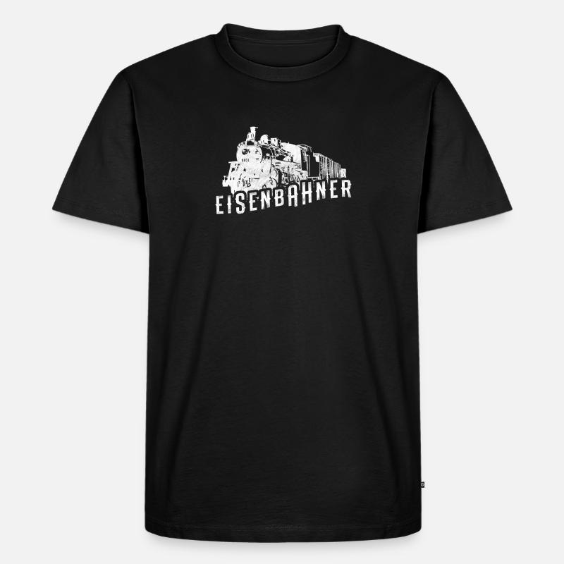 Eisenbahner, Dampflock Güterzug Geschenkidee - Männer Premium Bio T-Shirt - Schwarz