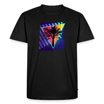 Palme (style eighties) - T-shirt Premium bio Homme - noir - Devant - Nico (187cm)