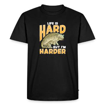 Life Is Hard But I'm Harder Armadillo Shell Pun - Men's Premium Organic T-Shirt - black - Front - Nico (187cm)