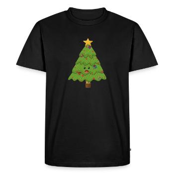Funny Christmas tree with star-deco gift - Men's Premium Organic T-Shirt - black - Front - Nico (187cm)