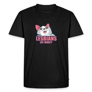 Les lesbiennes mangent ce chat drôle cadeau de couple LGBT - T-shirt Premium bio Homme - noir - Devant - Nico (187cm)