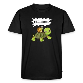 Escargot mignon et drôle sur la tortue hurlant Whee - T-shirt Premium bio Homme - noir - Devant - Nico (187cm)