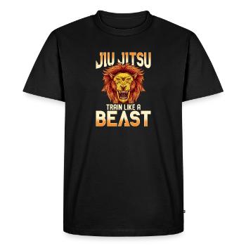Entraînez-vous et entraînez-vous comme un animal BJJ Jiu Jitsu - T-shirt Premium bio Homme - noir - Devant - Nico (187cm)