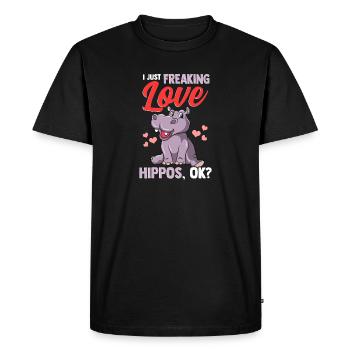 Mignon je viens de freaking love hippos, d’accord? Bébé hippopotame - T-shirt Premium bio Homme - noir - Devant - Nico (187cm)