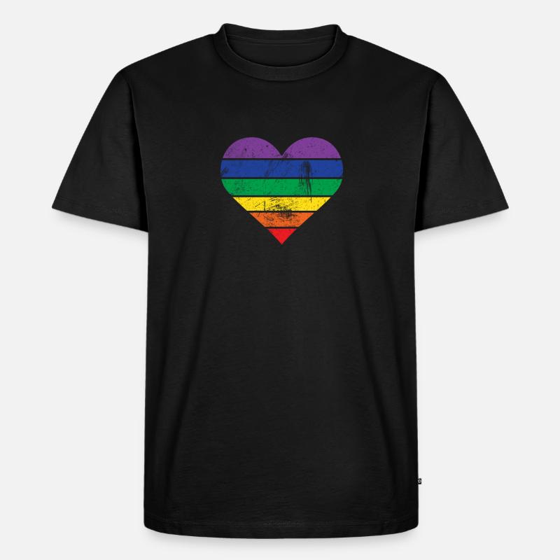 Herz Regenbogen - Männer Premium Bio T-Shirt - Schwarz