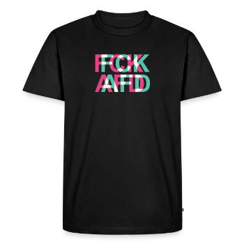 FCK AFD NZS Contre le racisme Fascisme Glitch - T-shirt Premium bio Homme - noir - Devant - Nico (187cm)