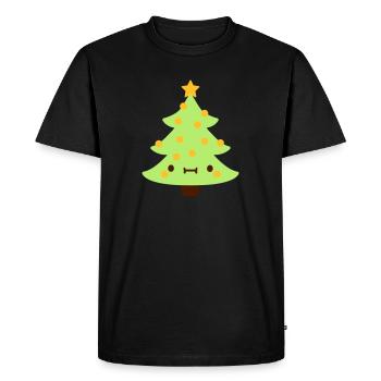 Christmas tree with face - Men's Premium Organic T-Shirt - black - Front - Nico (187cm)