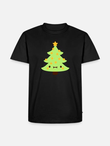 Arbre de Noël avec visage - T-shirt Premium bio Homme - noir
