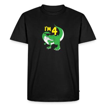 4 ans Dino anniversaire enfant garçon cadeau - T-shirt Premium bio Homme - noir - Devant - Nico (187cm)