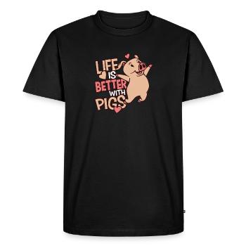 Gift for pig lovers Cute pig - Men's Premium Organic T-Shirt - black - Front - Nico (187cm)