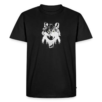 The wolf in the woods artistic nature novelty - Men's Premium Organic T-Shirt - black - Front - Nico (187cm)