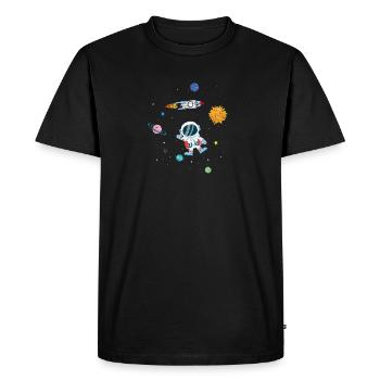Espace extra-atmosphérique astronaute planète fusée - T-shirt Premium bio Homme - noir - Devant - Nico (187cm)