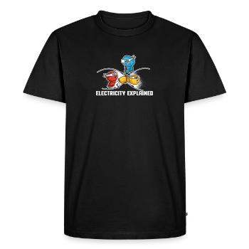 Electricity Explained Physique | Funny prof geek - T-shirt Premium bio Homme - noir - Devant - Nico (187cm)