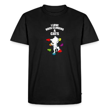J'adore l'escalade et les chats grimpeur et chat - T-shirt Premium bio Homme - noir - Devant - Nico (187cm)