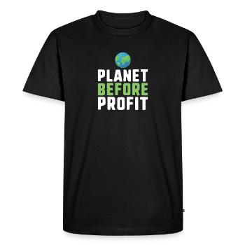 Planet vor Profitklimawandel-Protestslogan - Männer Premium Bio T-Shirt - Schwarz - Vorne - Nico (187cm)