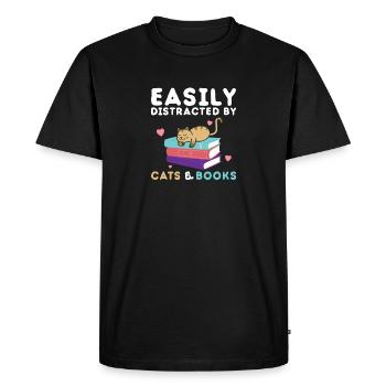 Chat livre chats livres lecture livre rat de bibliothèque cadeau - T-shirt Premium bio Homme - noir - Devant - Nico (187cm)