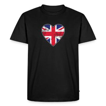 Londres UK Heart Heart Distressed GB Grande-Bretagne - T-shirt Premium bio Homme - noir - Devant - Nico (187cm)