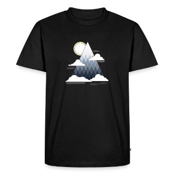 Impression d'art randonnée montagne nuage - T-shirt Premium bio Homme - noir - Devant - Nico (187cm)