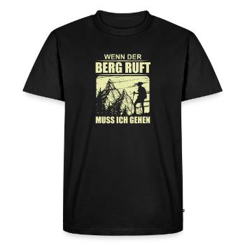 Quand la montagne appelle, je dois aller randonneurs et Ber - T-shirt Premium bio Homme - noir - Devant - Nico (187cm)