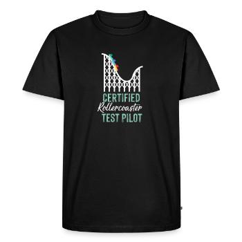 Pilote d'essai certifié Rollercoaster - T-shirt Premium bio Homme - noir - Devant - Nico (187cm)