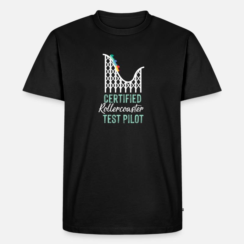 Certified Rollercoaster Test Pilot - Männer Premium Bio T-Shirt - Schwarz