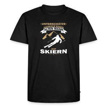 Alten Mann auf Skiern skifahren Ski - Männer Premium Bio T-Shirt - Schwarz - Vorne - Nico (187cm)
