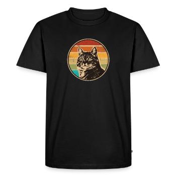 Chat gueule de bois chat propriétaire miaou chaton ronronnant - T-shirt Premium bio Homme - noir - Devant - Nico (187cm)