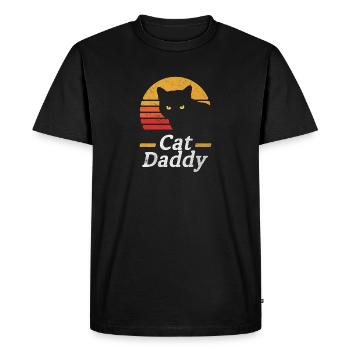 Cat Daddy Vintage Eighties Style Cat Retro Distres - Men's Premium Organic T-Shirt - black - Front - Nico (187cm)