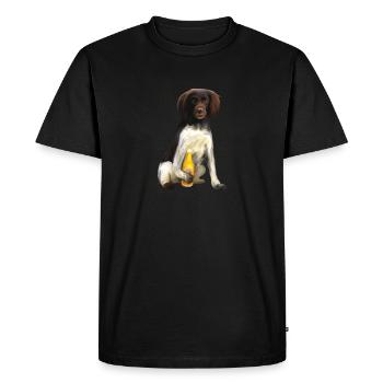 Petit Münsterländer - Cheers - T-shirt Premium bio Homme - noir - Devant - Nico (187cm)