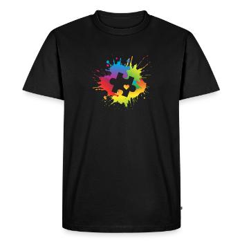 Autism Awareness Puzzle Piece Colorful Rainbow - Men's Premium Organic T-Shirt - black - Front - Nico (187cm)