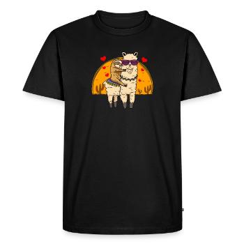 Paresseux Équitation Lama Mignon Lama Fluffy & Sloth Sleepy - T-shirt Premium bio Homme - noir - Devant - Nico (187cm)