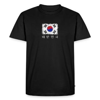 Süd Korea Flagge mit koreanischer Schrift - Männer Premium Bio T-Shirt - Schwarz - Vorne - Nico (187cm)