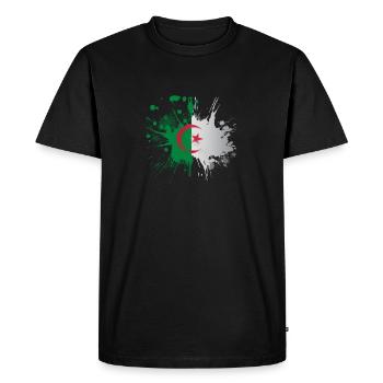Drapeau Algérie Effet Eclaboussé - T-shirt Premium bio Homme - noir - Devant - Nico (187cm)