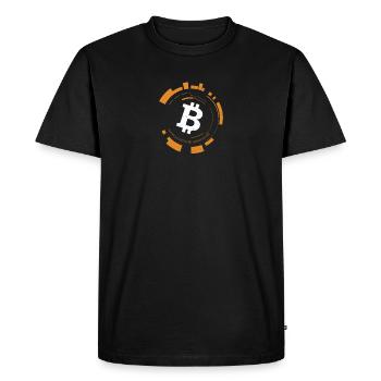 Bitcoin Tech Logo - Cadeau Bitcoin Crypto Trader BTC - T-shirt Premium bio Homme - noir - Devant - Nico (187cm)