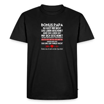 Vatertagsgeschenk Stiefpapa Vatertag Bonus Papa - Männer Premium Bio T-Shirt - Schwarz - Vorne - Nico (187cm)