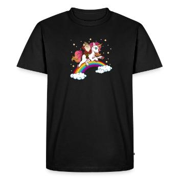Licorne arc en ciel nain rêve endormi étoiles - T-shirt Premium bio Homme - noir - Devant - Nico (187cm)