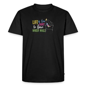 Ongles en gel designer - T-shirt Premium bio Homme - noir - Devant - Nico (187cm)