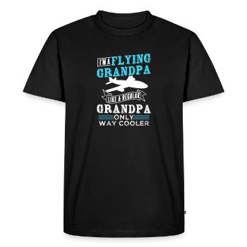 Pilot flying grandpa - Men's Premium Organic T-Shirt - black - Front - Nico (187cm)