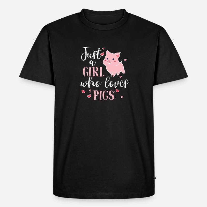 Schwein Mädchen Geschenkidee - Männer Premium Bio T-Shirt - Schwarz