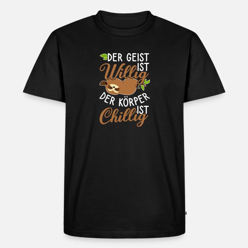 Faultier Chillig - Männer Premium Bio T-Shirt - Schwarz