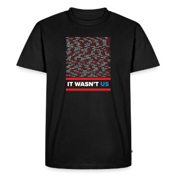 Démo politique anti-américaine USA US  - T-shirt Premium bio Homme - noir - Devant - Nico (187cm)