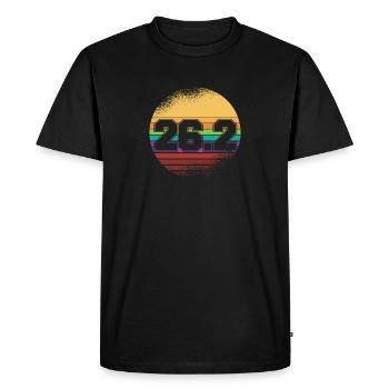 First Marathon 26.2 Marathoner Retro Runner - Men's Premium Organic T-Shirt - black - Front - Nico (187cm)